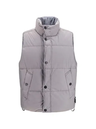 Stone Island Nylon Down Vest In Gray