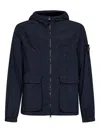 Stone Island Hooded Flap-pocket Jacket In Blue