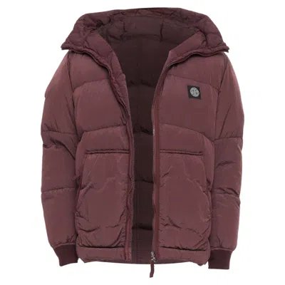 Stone Island Nylon Logo Duck Down Padded Puffer Jacket In Purple