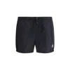 Stone Island Compass Patch Drawstring Swim Shorts In Black
