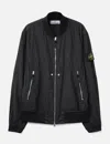 Stone Island Black Bomber Jacket With Front Zip Closure And Logo Patch On The Sleeve In Tech Fabric Man In Black
