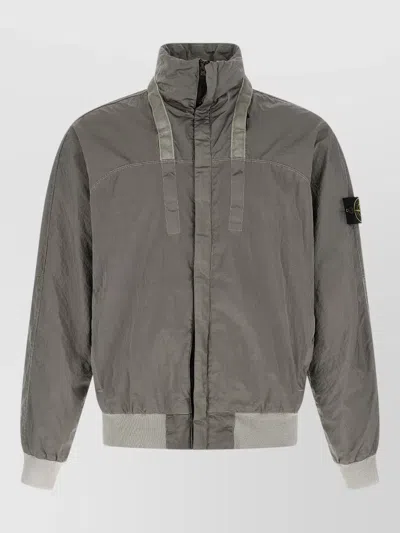Stone Island Nylon Metal Bomber Jacket High Collar In Gray