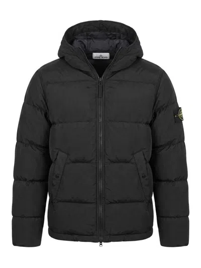 Stone Island Nylon Metal Hooded Down Jacket In Black