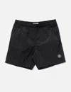 Stone Island Compass-badge Crinkled Shorts In Black