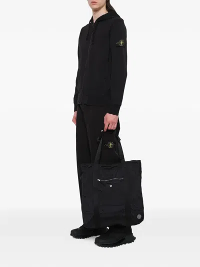 Stone Island Zip Pocket Bag With Internal Snap Pocket And Compass Logo Patch In Red