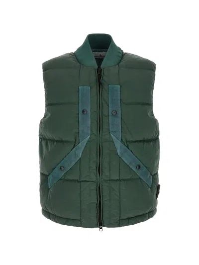 Stone Island Nylon Metal Padded Gilet In Green