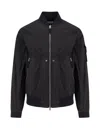 Stone Island Black Bomber Jacket With Front Zip Closure And Logo Patch On The Sleeve In Tech Fabric Man In Blue