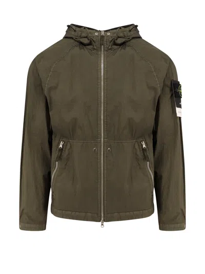 Stone Island Nylon Metal Watro Jacket With Hood In Green