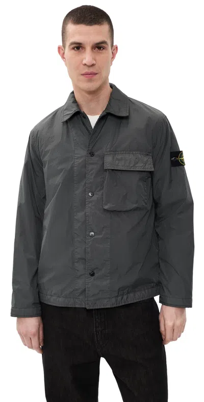 Stone Island Regular-fit Padded Overshirt With Pocket In Gray