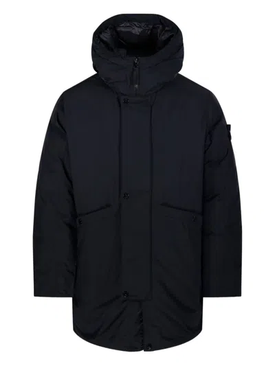 Stone Island Nylon Parka Coat In Black
