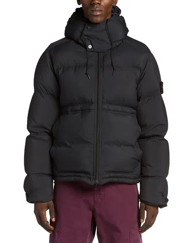 Stone Island Nylon Quilted Down Coat In Black