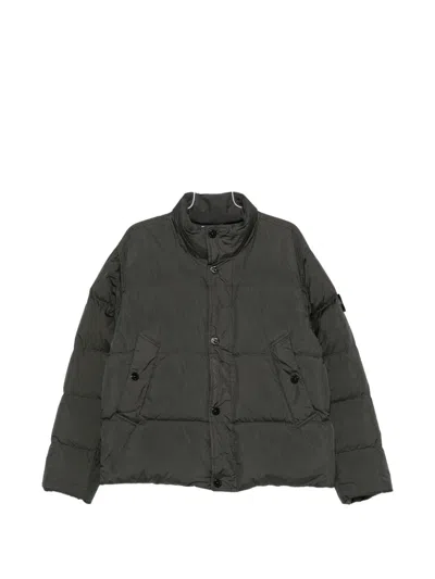 Stone Island Nylon Short Down Jacket In Gray