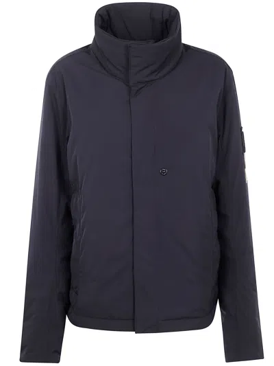 Stone Island Padded Jacket With Anti-drip And Zipped Pockets In Blue