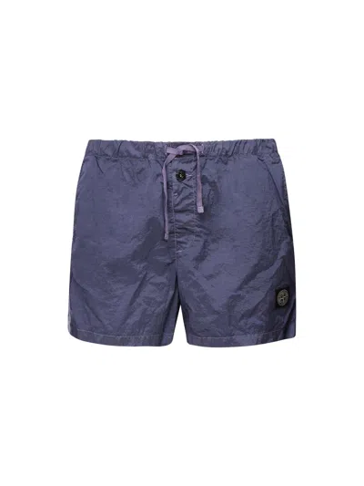 Stone Island Nylon Swim Short In Purple