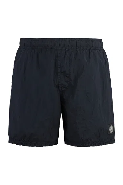Stone Island Nylon Swim Shorts In Blue