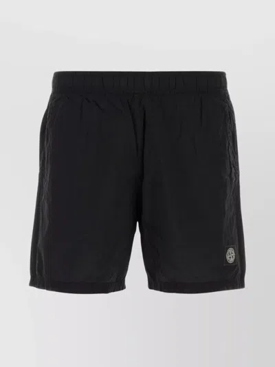 Stone Island Nylon Swim Shorts Featuring Back Pocket In Black