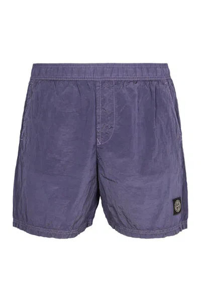 Stone Island Lavander Nylon Metal Swim Trunks In Purple