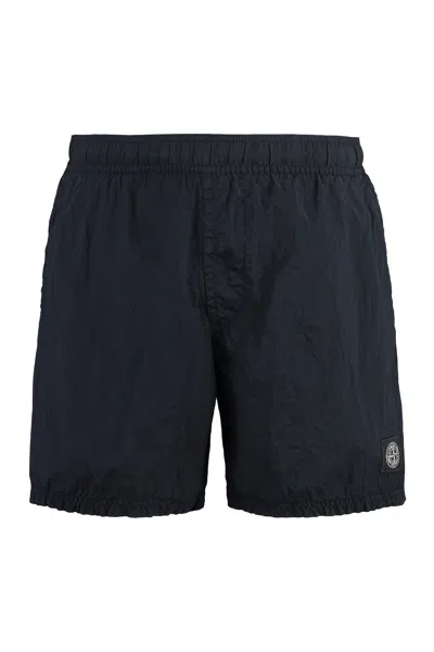 Stone Island Beach Shorts Menswear Back Pocket Design In Blue