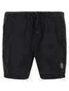 Stone Island Compass Patch Drawstring Swim Shorts In Black