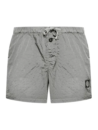 Stone Island Nylon Swimsuit In Grey