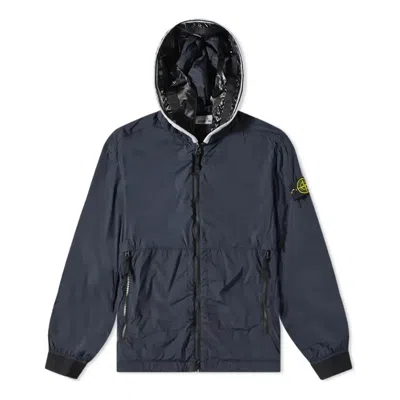 Stone Island Nylon-tc Hooded Jacket 'navy' In Black