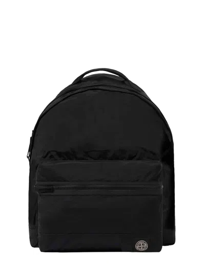 Stone Island Nylon With Metal-trim Backpack In Black
