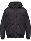 Stone Island Compass-badge Hooded Windbreaker In Blue