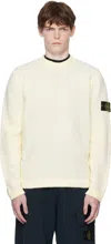 Stone Island Compass Patch Brushed Wool Sweater In White