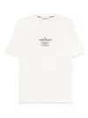 Stone Island Logo Crew Neck Cotton T-shirt With Short Sleeves In White