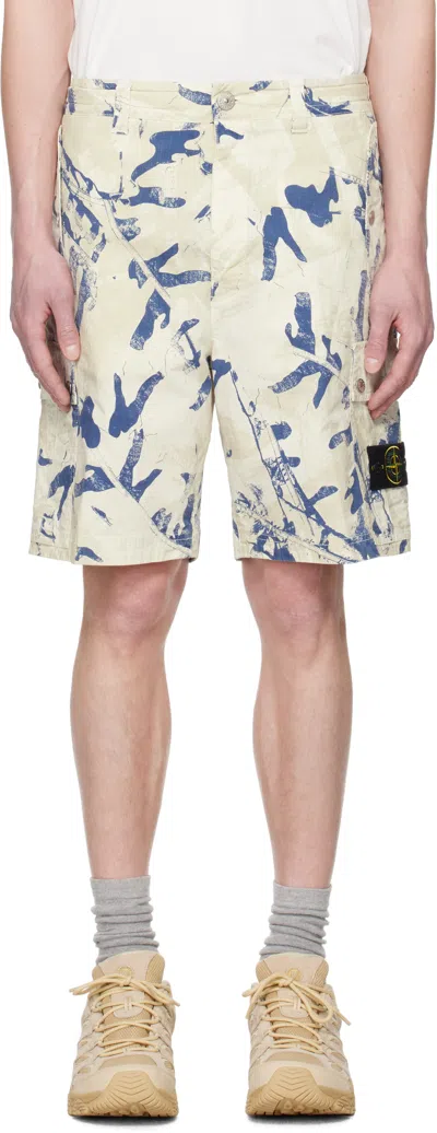 Stone Island Off-white Bermuda Comfort Cargo Shorts In Sand