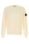 Stone Island Ribbed Crew-neck Cotton Sweater With Long Sleeves In Neutral
