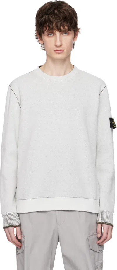 Stone Island Crewneck Cotton Blend Sweatshirt In Ivory