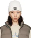 Stone Island Off-white Knitted Badge Beanie In V0099 Natural