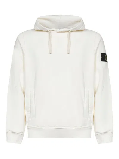STONE ISLAND OFF WHITE LOGO COTTON HOODIE