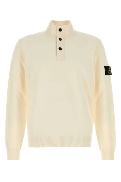 Stone Island Off White Logo Patch Sweater In Yellow