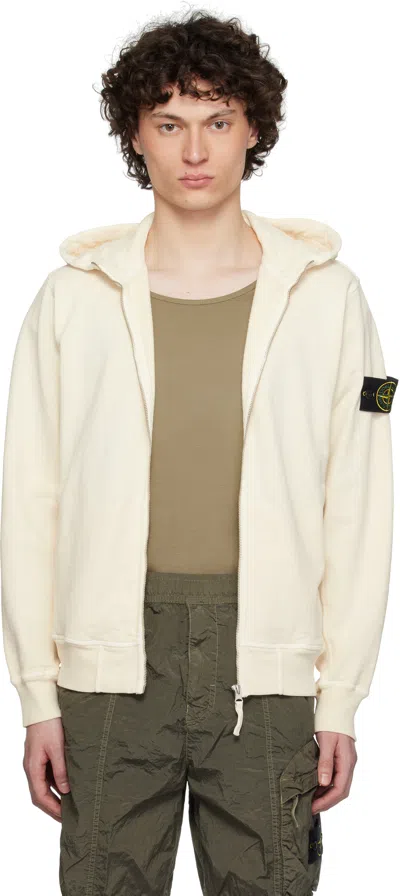 Stone Island Off-white Malfilé Fleece Old Effect Hoodie In V0193 Ivory