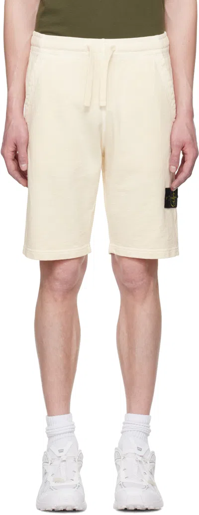 STONE ISLAND OFF-WHITE MALFILÉ FLEECE 'OLD' EFFECT SHORTS