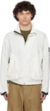 Stone Island White Jacket With Logo Patch And Contrasting Details