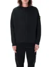 Stone Island Crew-neck Cotton Sweatshirt With Raglan Sleeves In Black