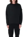 Stone Island Crew-neck Cotton Sweatshirt With Raglan Sleeves In Black