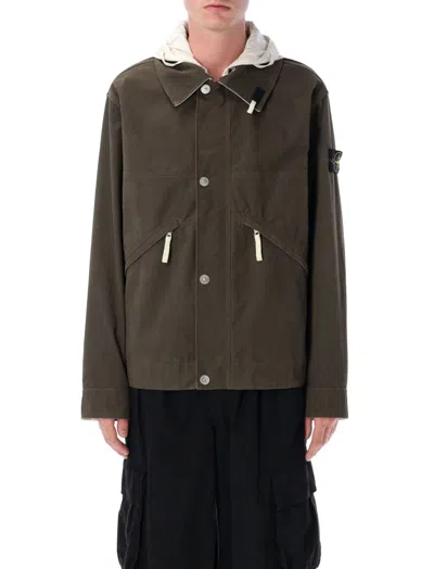 Stone Island Olive Compass-badge Jacket In Brown