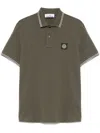 Stone Island Polo In Cotone Verde Oliva A Maniche Corte In Green