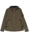 Stone Island Compass Patch Hooded Jacket In Green