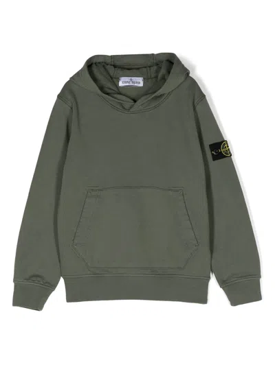 Stone Island Kids' Olive Green Hoodie With  Badge