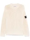 Stone Island Fisherman Rib Cotton Jumper In Neutral