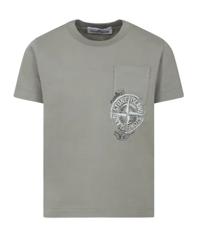 Stone Island Open-necked Black Shirt In Brown