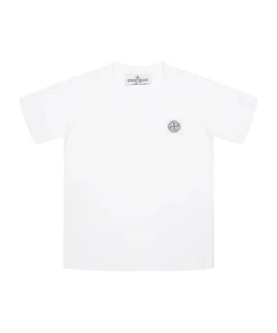 Stone Island Open-necked Black Shirt In White