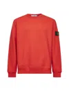 Stone Island Orange Brushed Organic Cotton Crewneck Sweatshirt In Red