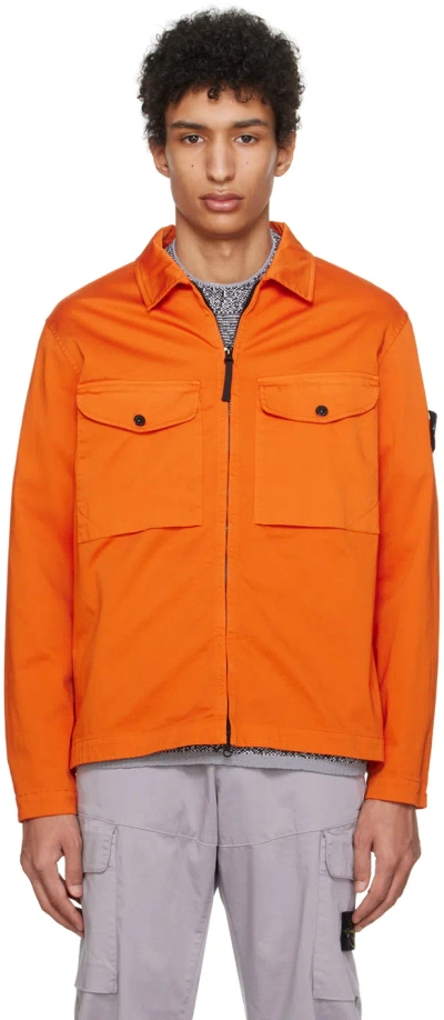 Stone Island Orange Garment-dyed Jacket In V0032 Orange