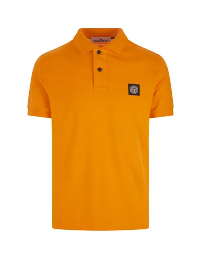 Stone Island Orange Piqué Slim Fit Polo Shirt
